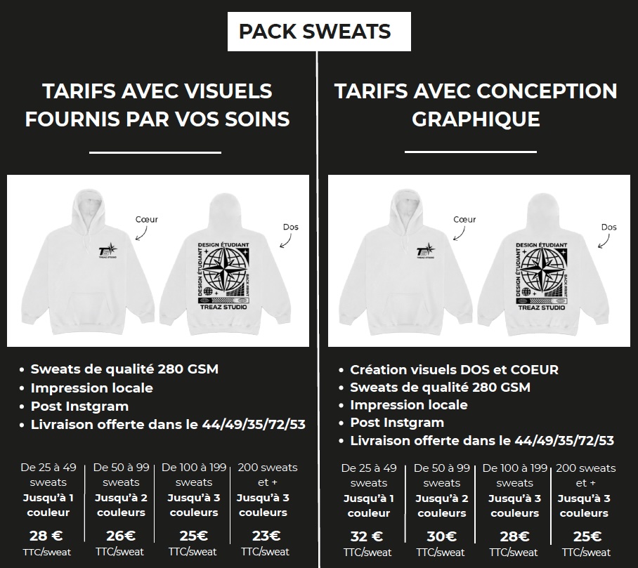PACK SWEAT TARIFS