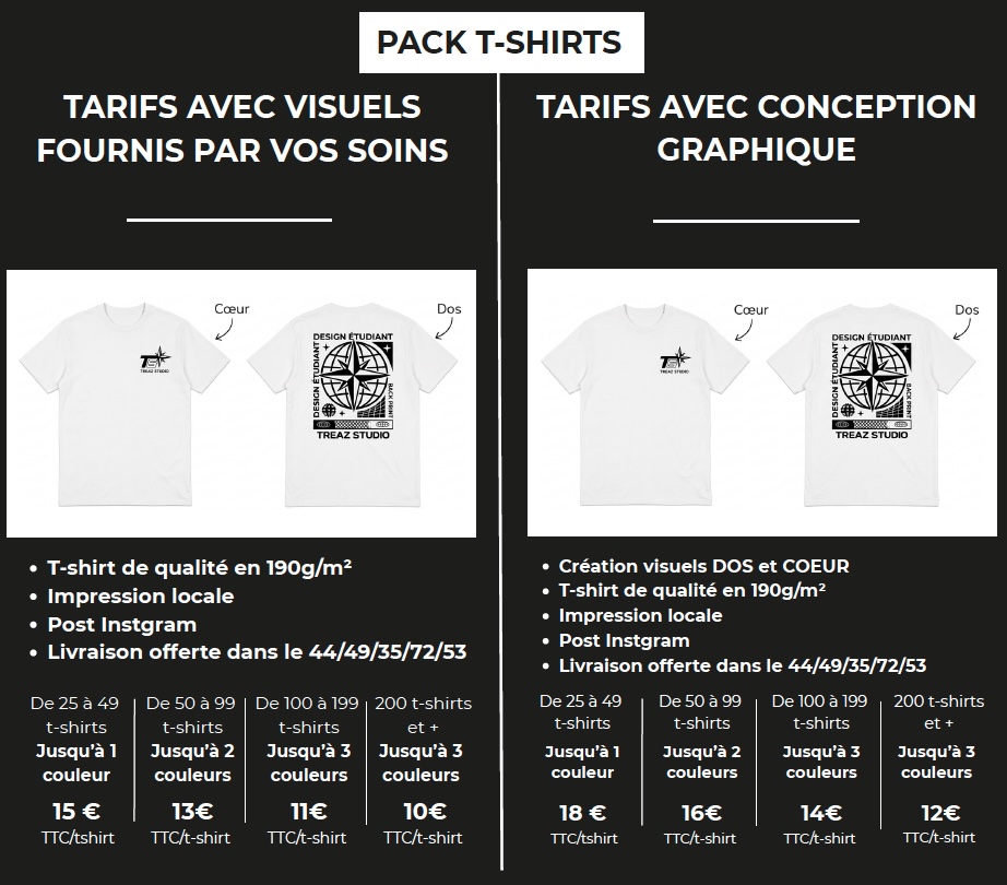 PACK T-SHIRTS TARIFS